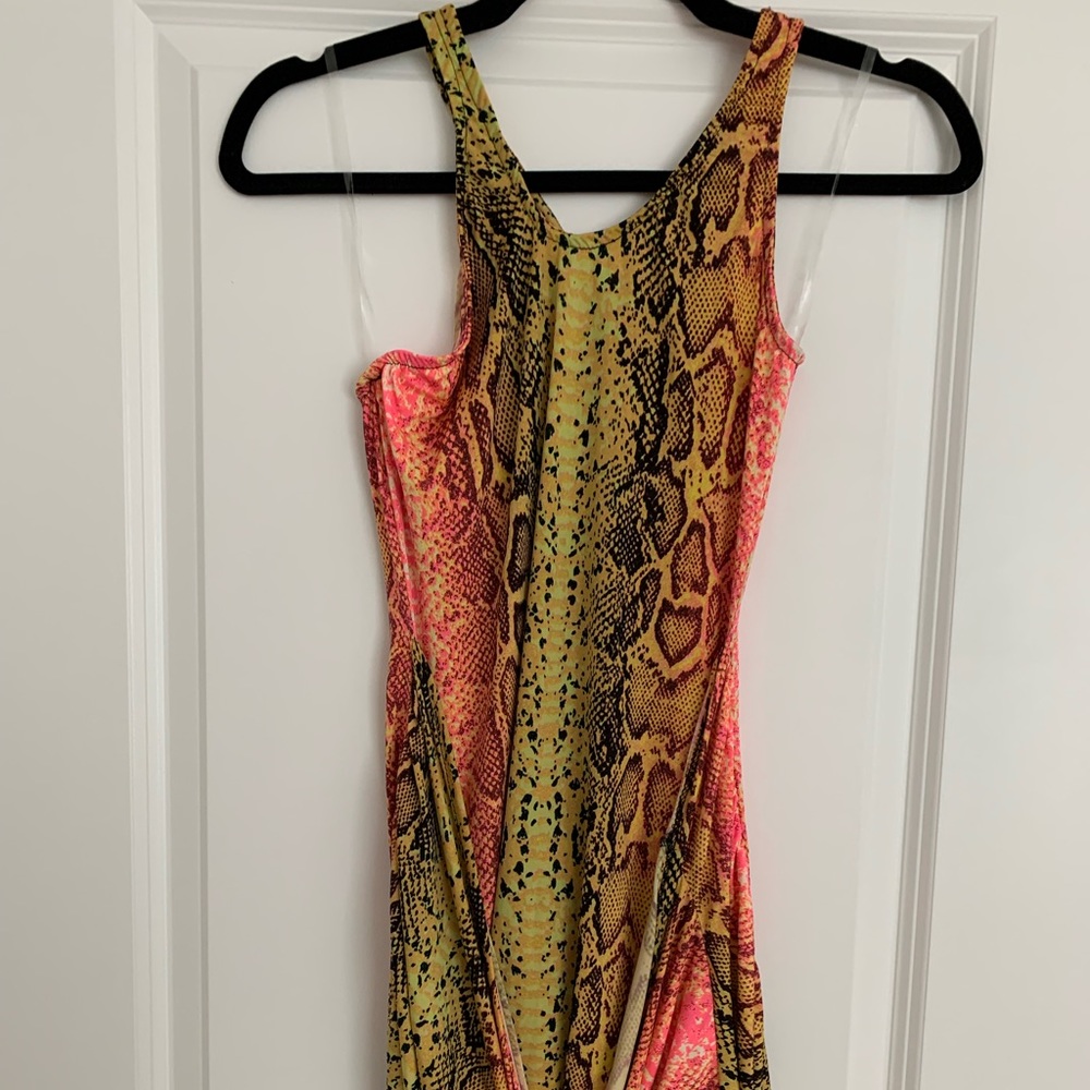 Touchdolls Neon Snake Skin Dress with tie side size Large